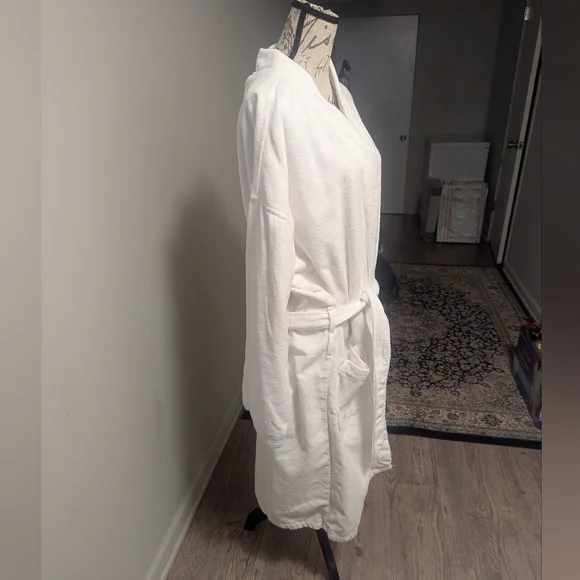 Mens Polo Ralph Lauren Bath Robe Size L/XL White Terry Cloth Pony Horse - Picture 7 of 14